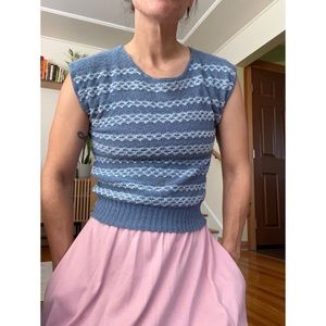 Vintage Blue Cropped Sleeveless Knit Sweater